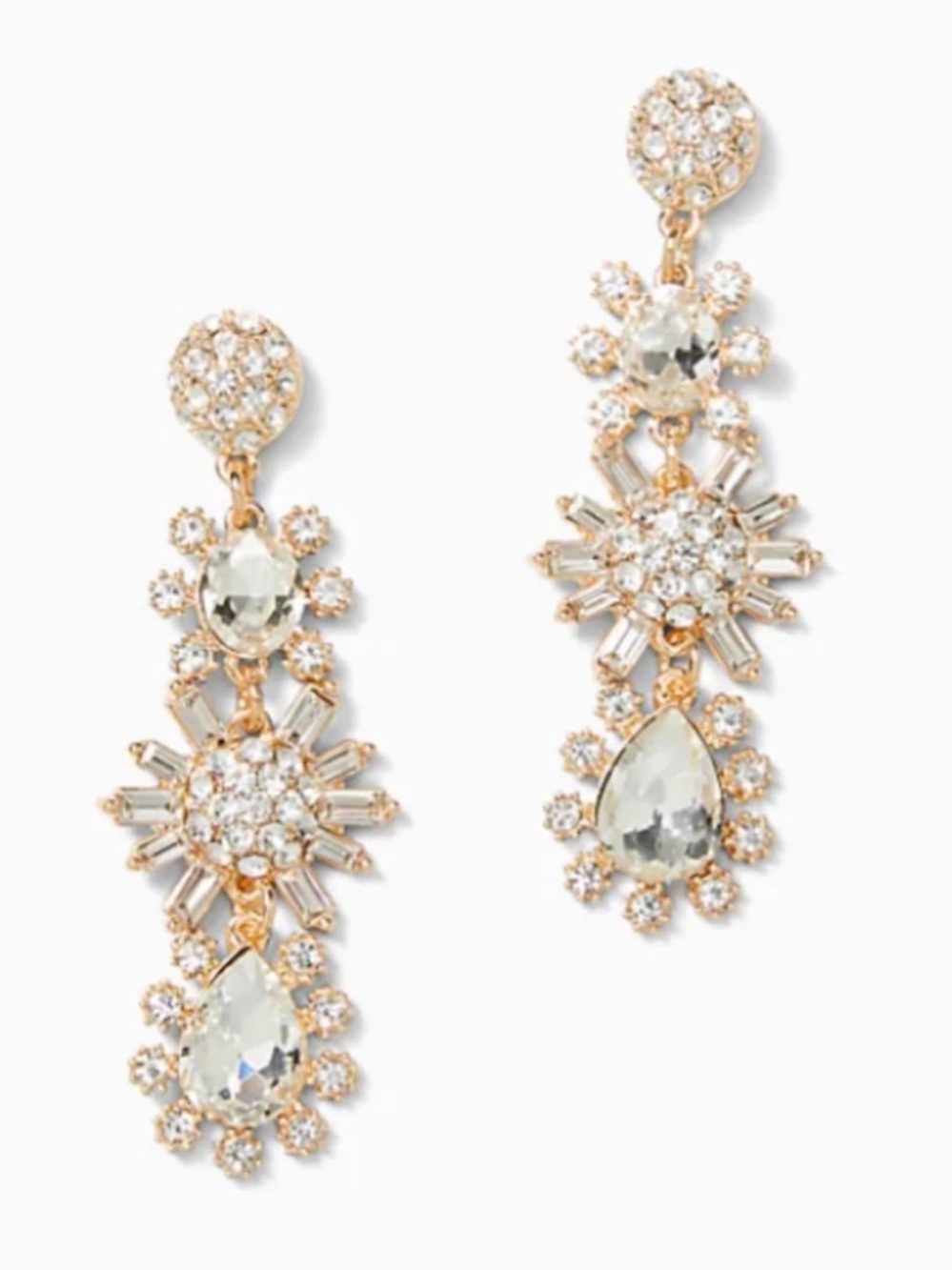 Lilly Pulitzer Gold-Tone Clear Crystal Teardrop Dangle Earrings